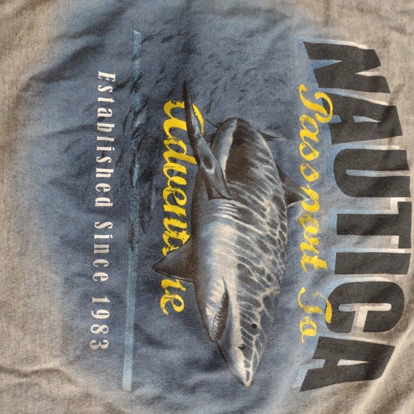 Size Large Grey Nautica Graphic Tshirt with shark. Gently used. Zero Flaws. - Picture 5 of 6